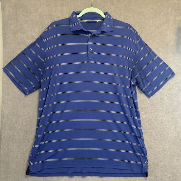 Tasc Performance Polo Shirt Mens Large Blue Striped Active Micro Modal Soft - Picture 1 of 8